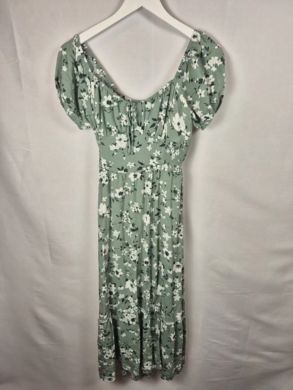 Hollister Sage Green Floral Maxi Dress with White Blooms - Picture 2 of 5